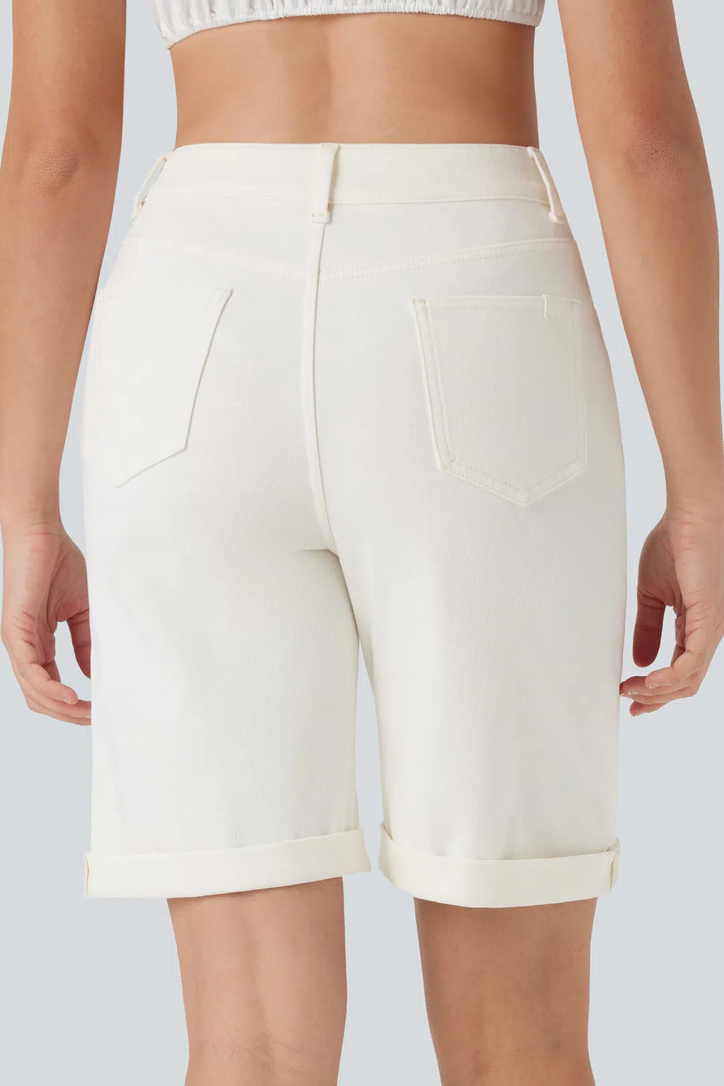 Solid White Bermuda Shorts