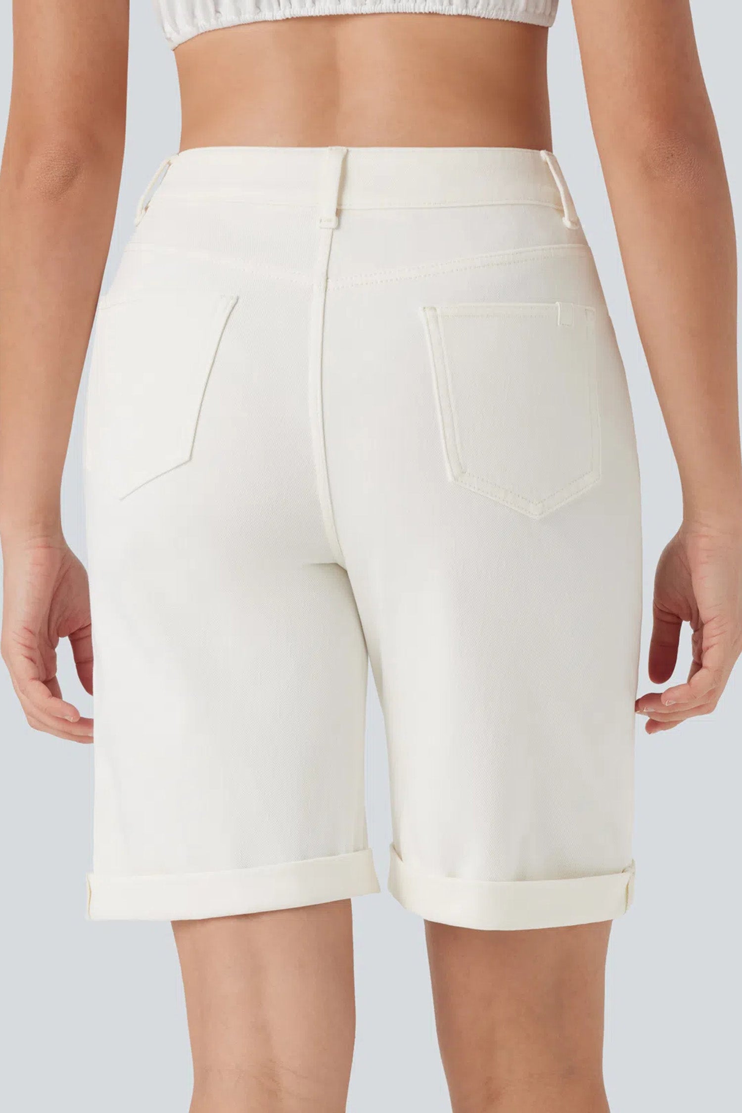 Solid White Bermuda Shorts