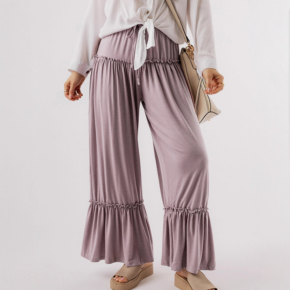 Tiered Ruffle Wide Leg Pants
