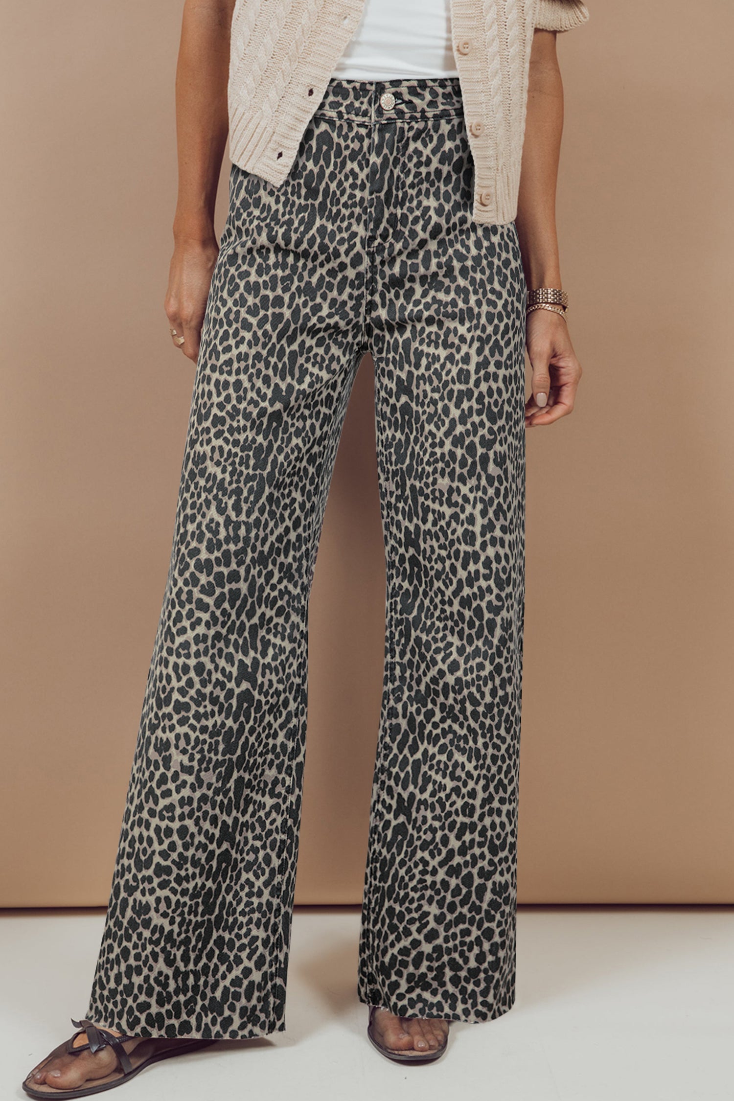 Leopard Print Straight Leg Jeans