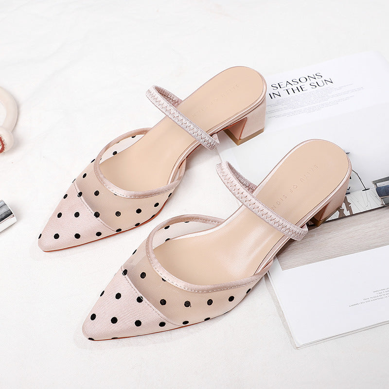 Closed Toe Polka Dot Kitten Heel