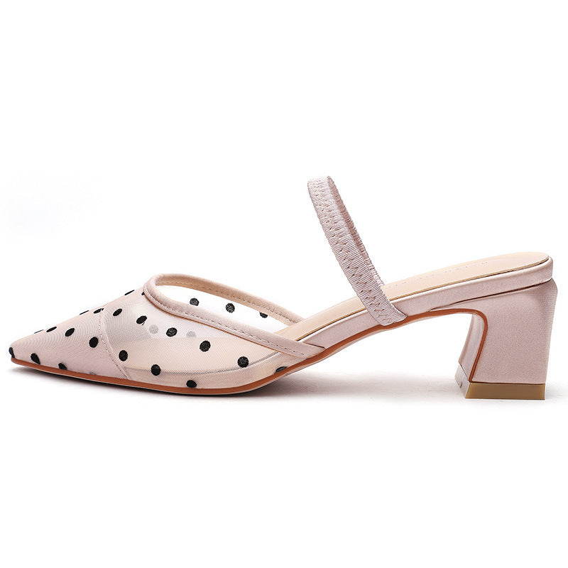Closed Toe Polka Dot Kitten Heel