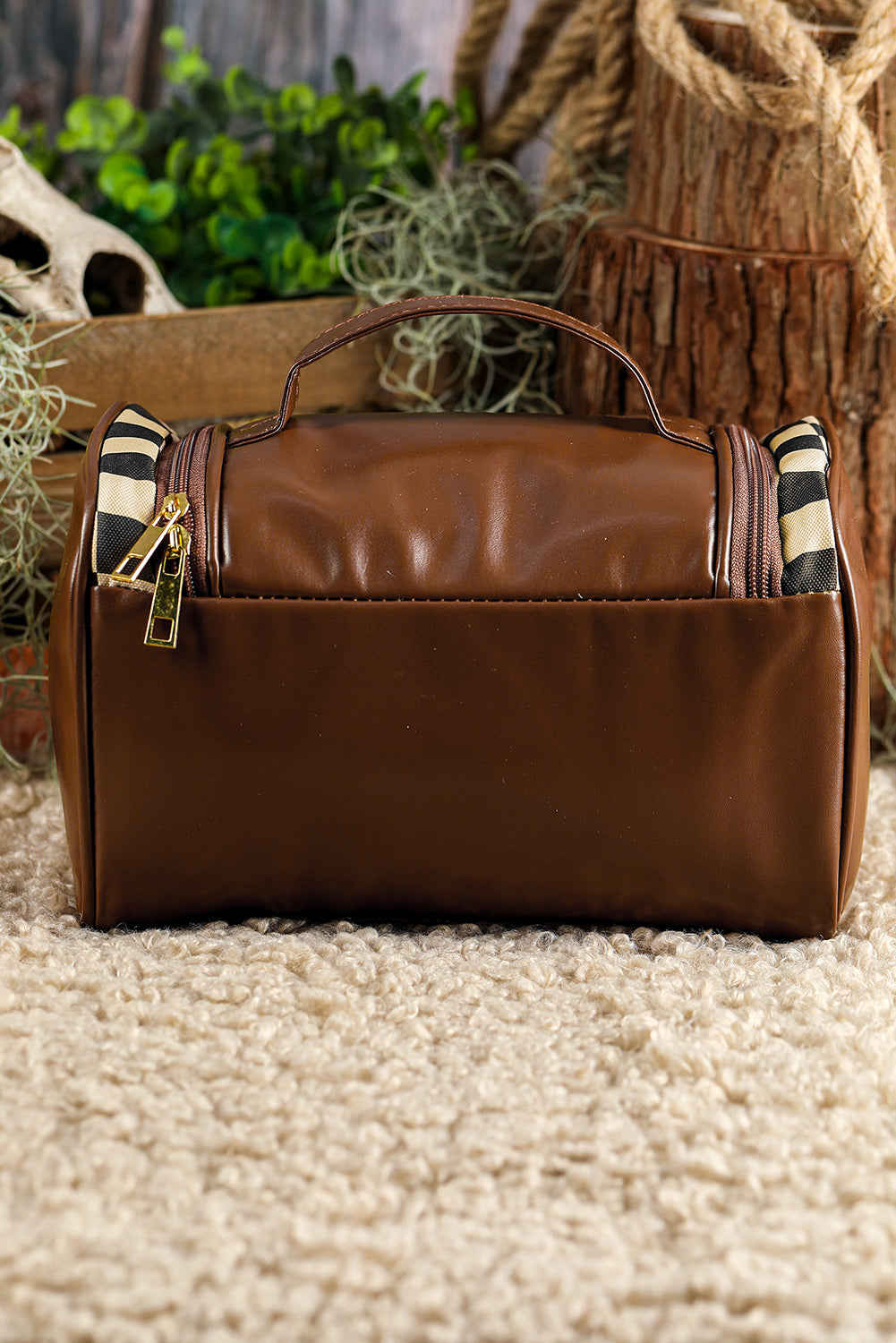 Black Checkered Makeup Travel Bag