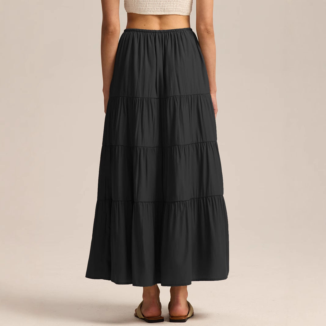 Tiered Drawstring Maxi Skirt