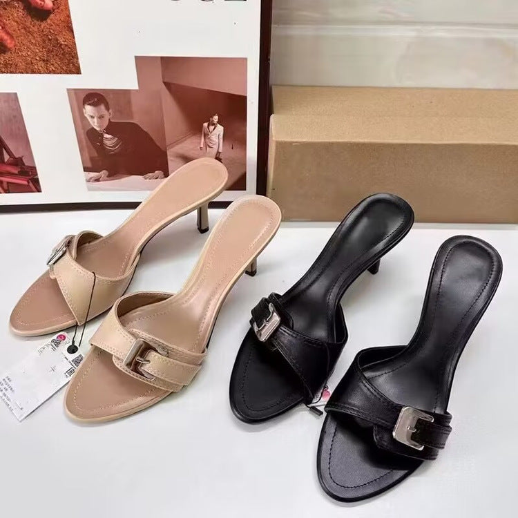 Pointed Toe Buckled Kitten Heel