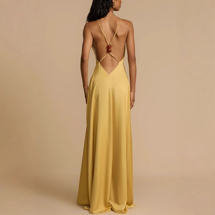 Crete Open Back Silky Dress