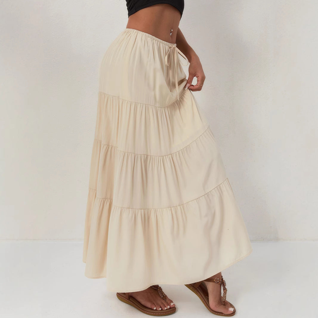 Tiered Drawstring Maxi Skirt