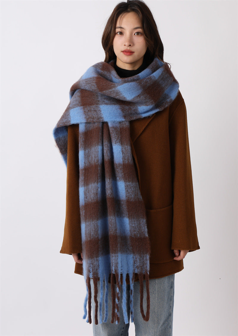 Striped Plaid Winter Scarf