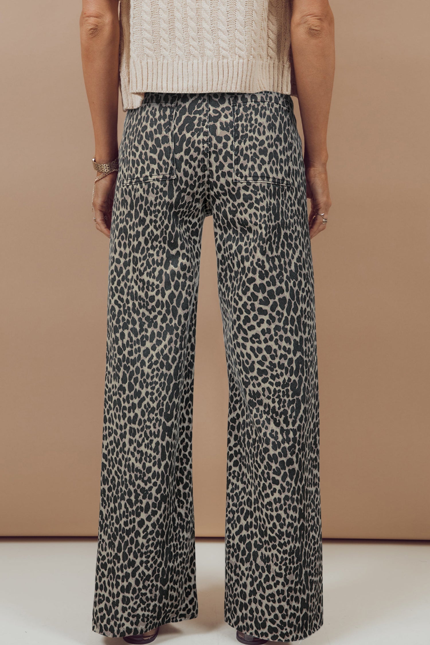 Leopard Print Straight Leg Jeans
