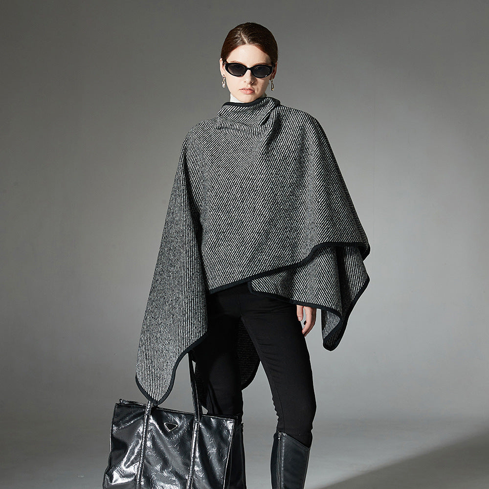 Reykjavik Black Stripe Tied Shawl