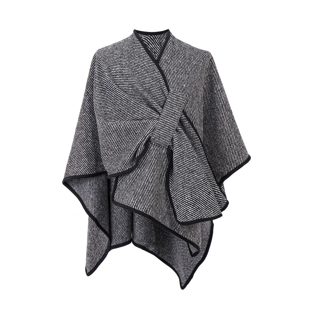 Reykjavik Black Stripe Tied Shawl