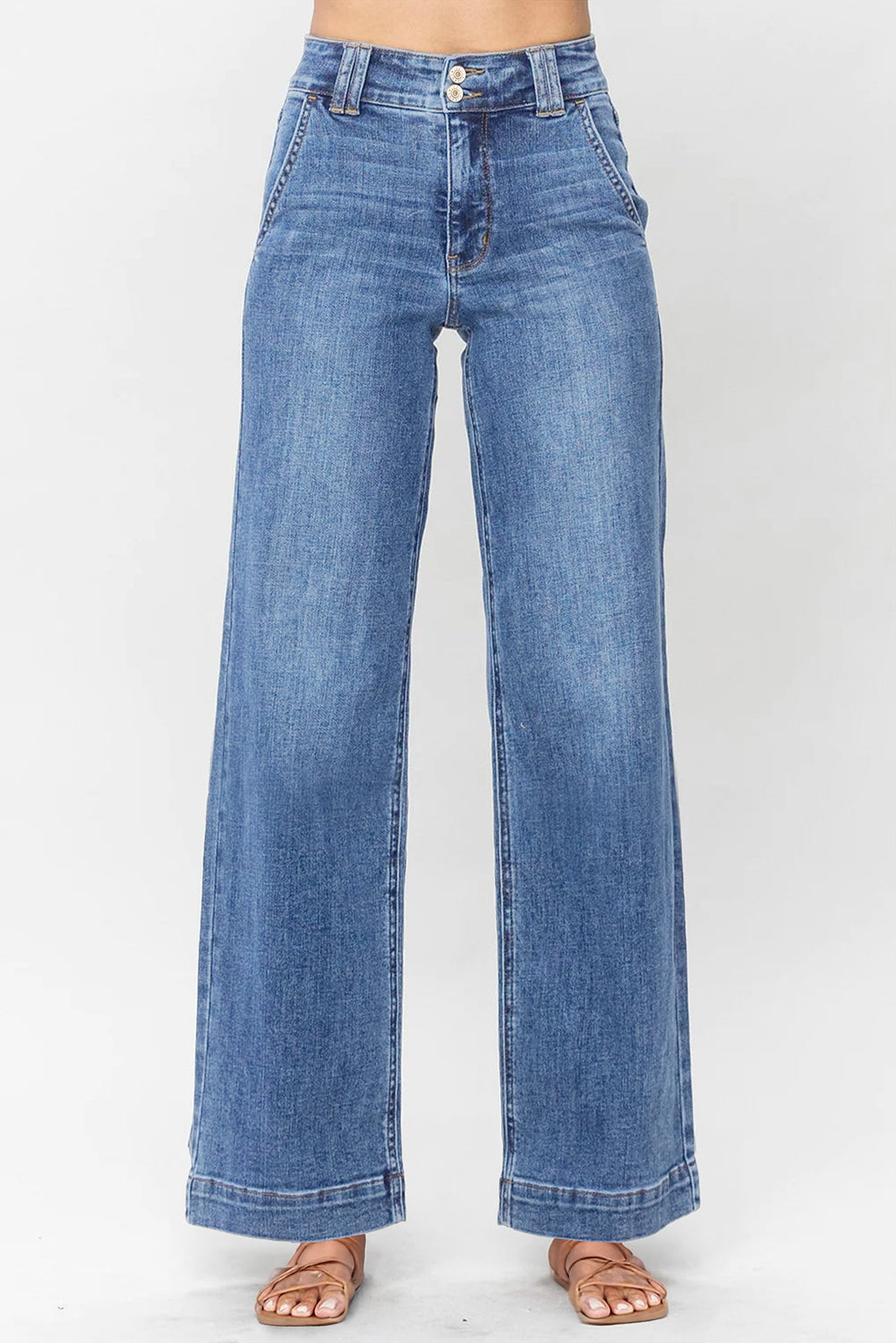 Chambray Blue Cropped Jeans