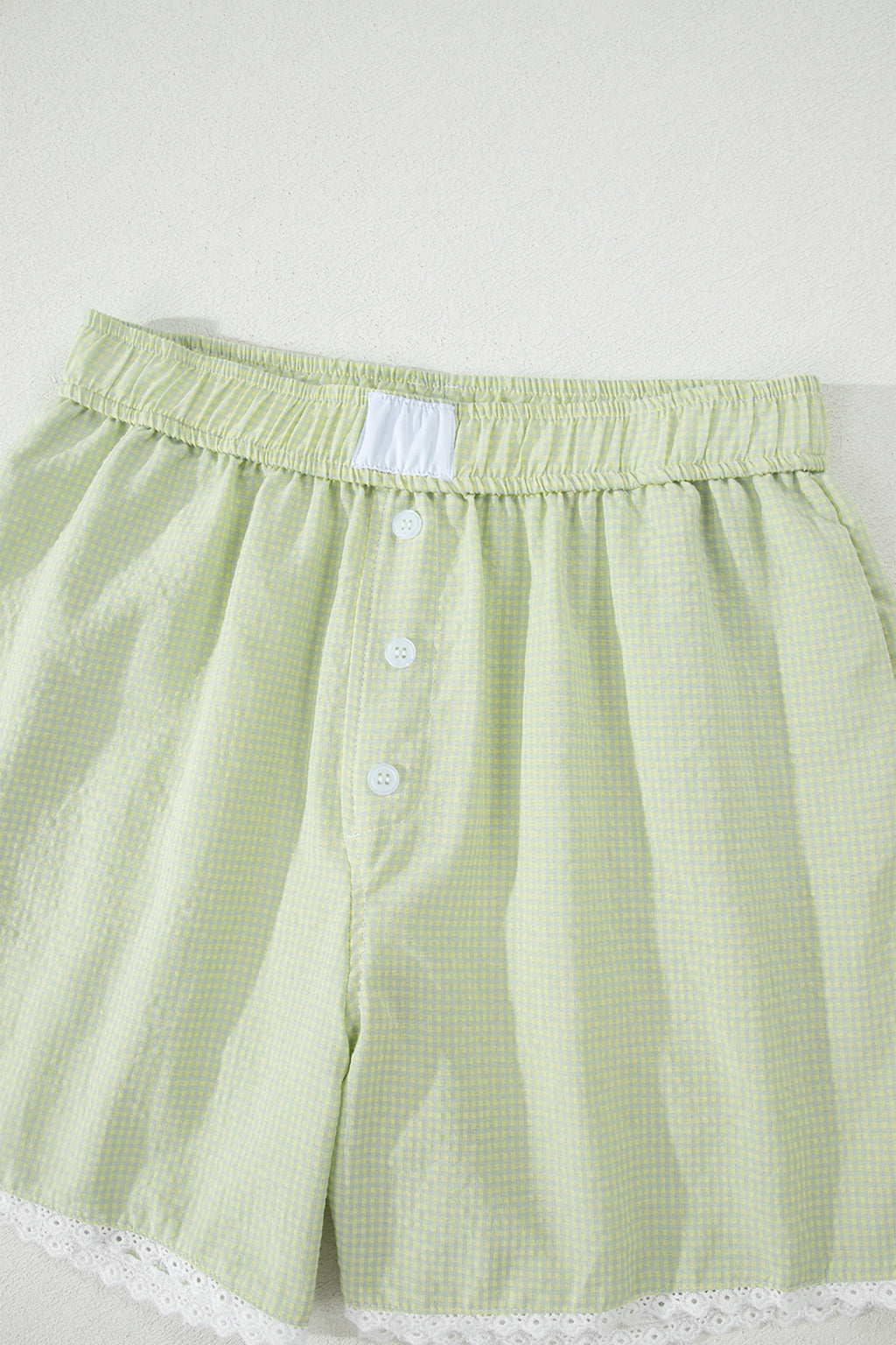 Green Gingham Pajama Shorts
