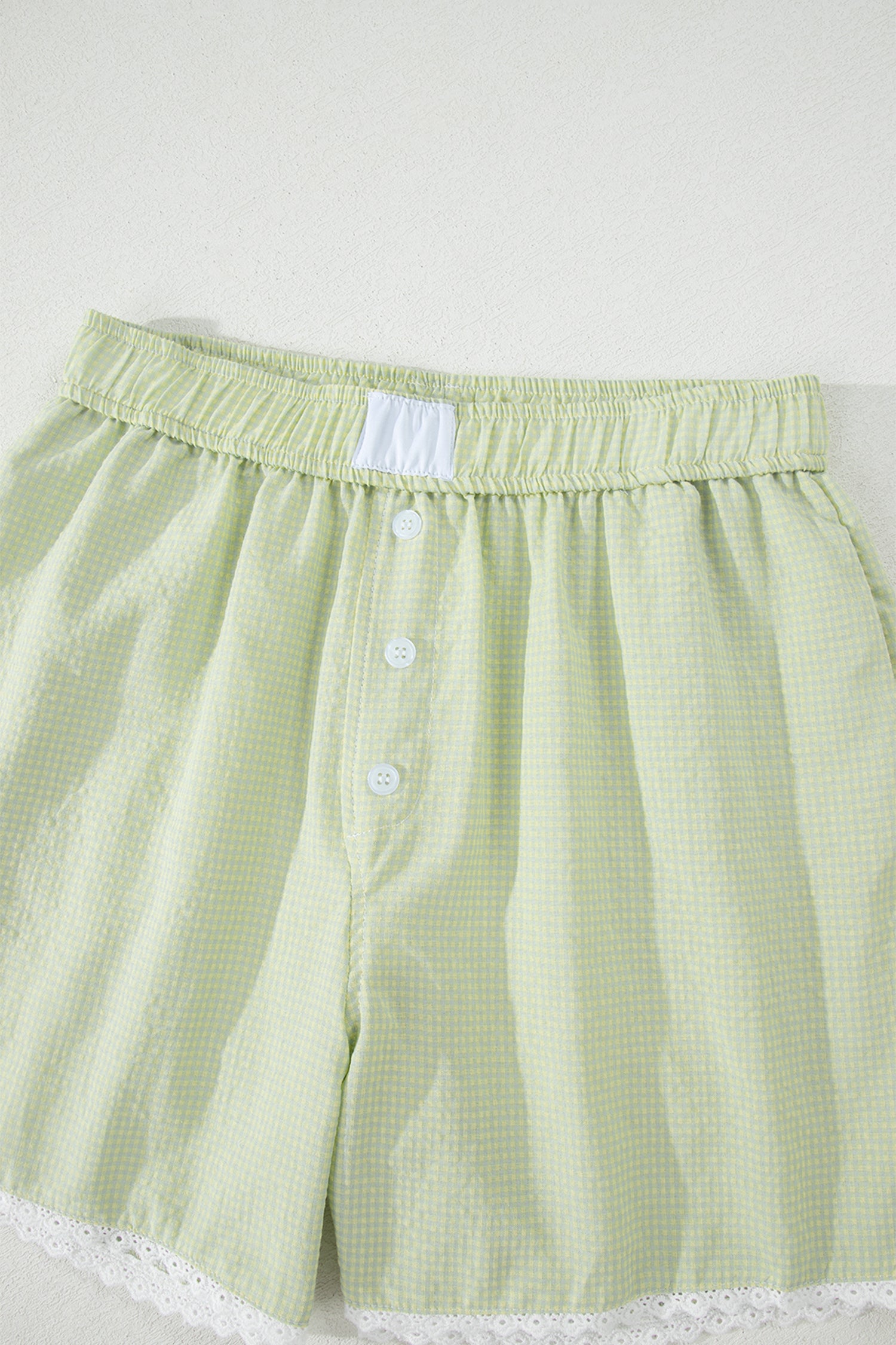 Green Gingham Pajama Shorts