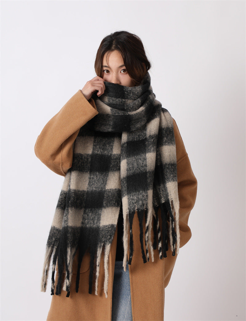 Striped Plaid Winter Scarf