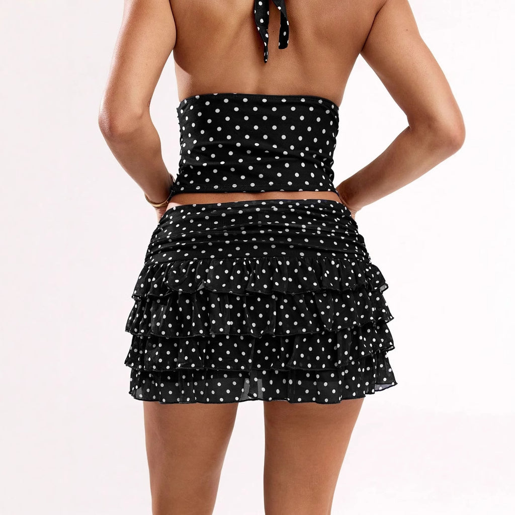 Polka-dot Mini Skirt Set