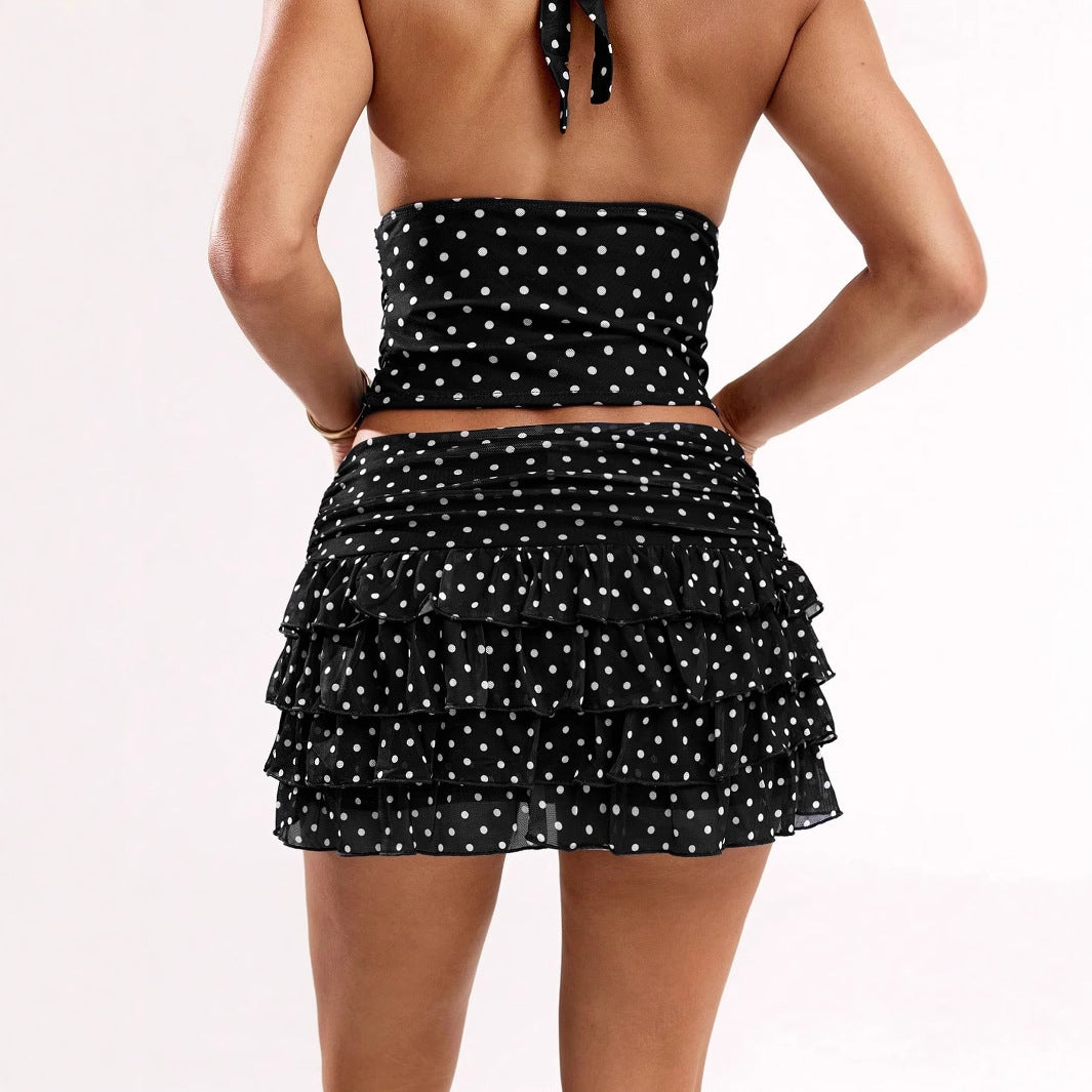Polka-dot Mini Skirt Set