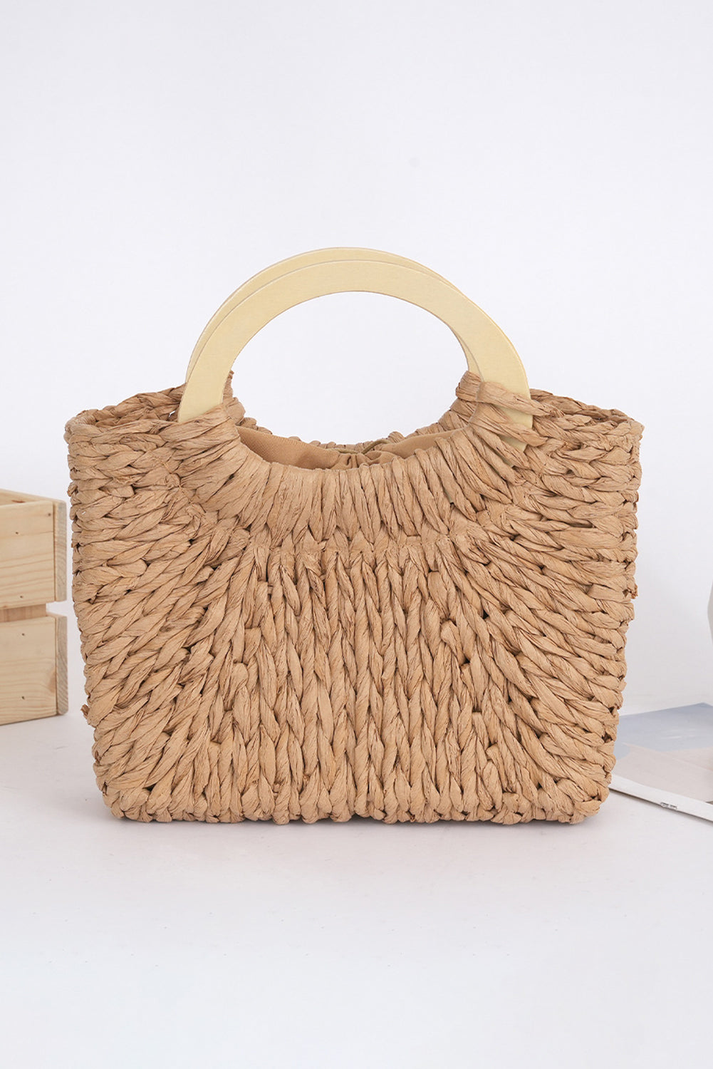 Camel Woven Hand Bag