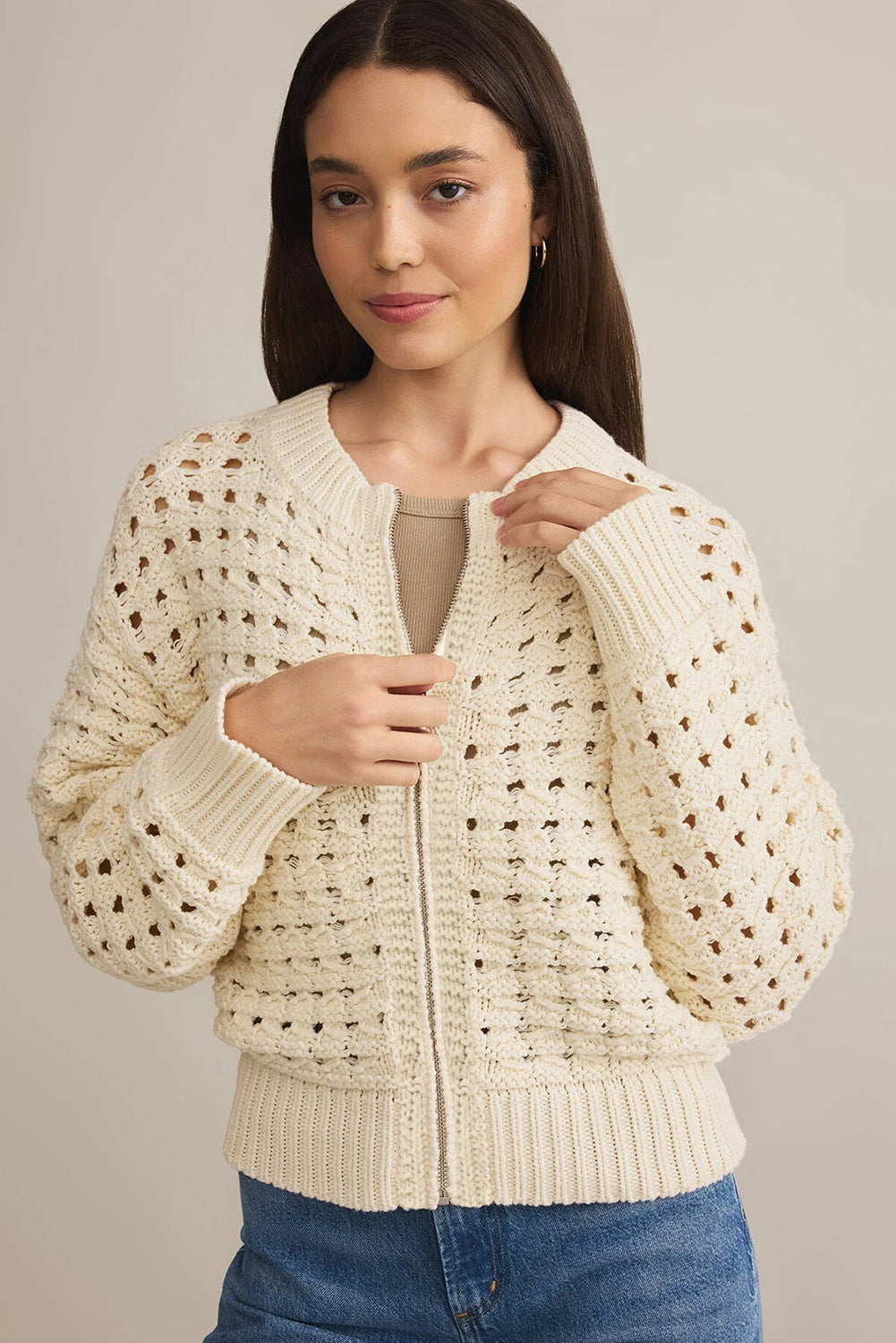 Noel Knitted Zip-Up Sweater