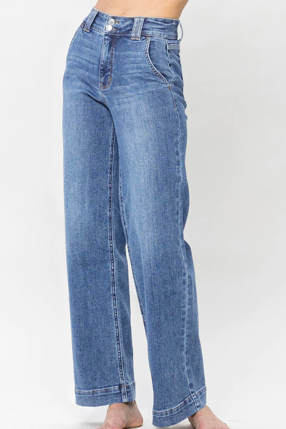 Chambray Blue Cropped Jeans